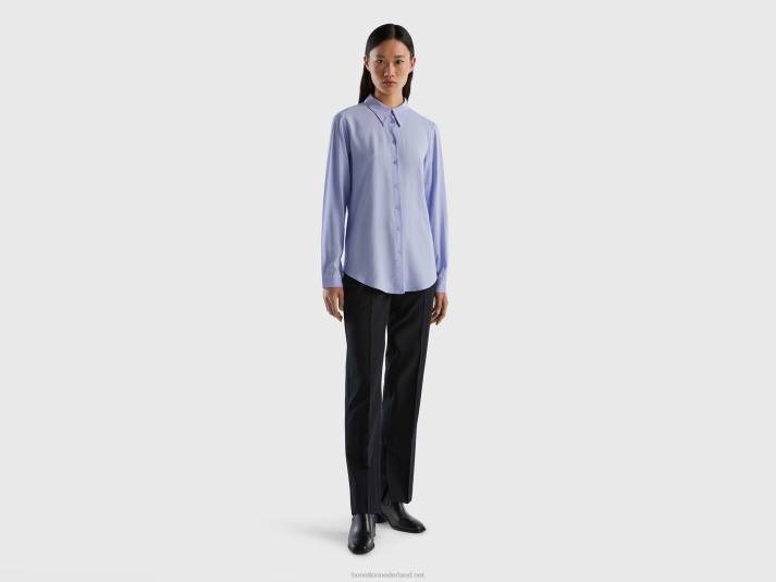 vrouwen Benetton regular fit overhemd van duurzame viscose lavendel 4R623992