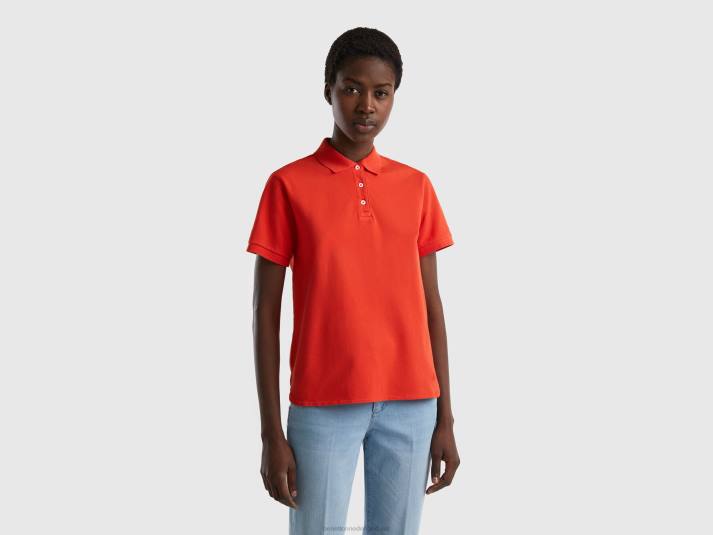 vrouwen Benetton polo van biologisch stretchkatoen rood 4R62366 - Klik op de afbeelding om het venster te sluiten