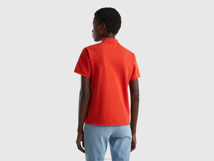 vrouwen Benetton polo van biologisch stretchkatoen rood 4R62366