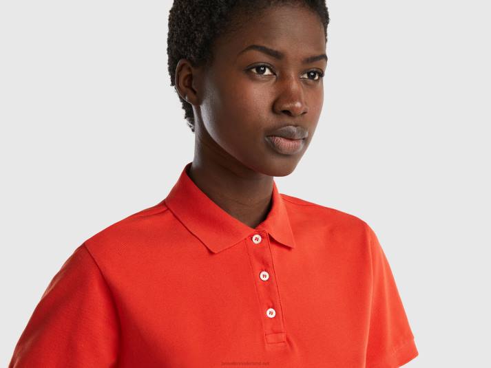 vrouwen Benetton polo van biologisch stretchkatoen rood 4R62366