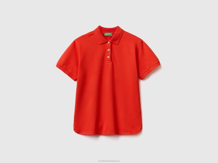 vrouwen Benetton polo van biologisch stretchkatoen rood 4R62366