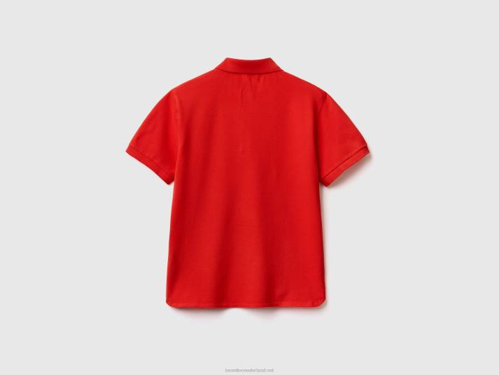 vrouwen Benetton polo van biologisch stretchkatoen rood 4R62366