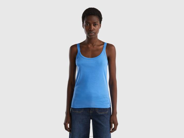 vrouwen Benetton lichtblauwe tanktop van puur katoen lichtblauw 4R623791