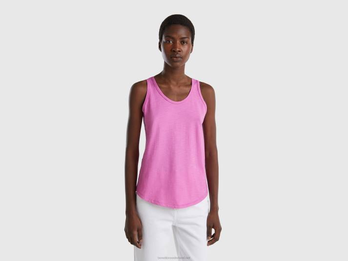 vrouwen Benetton tanktop van lichtgewicht katoen roze 4R623805